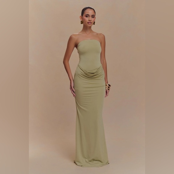 Meshki Dresses & Skirts - Meshki Strapless Slinky Maxi Dress - Sage